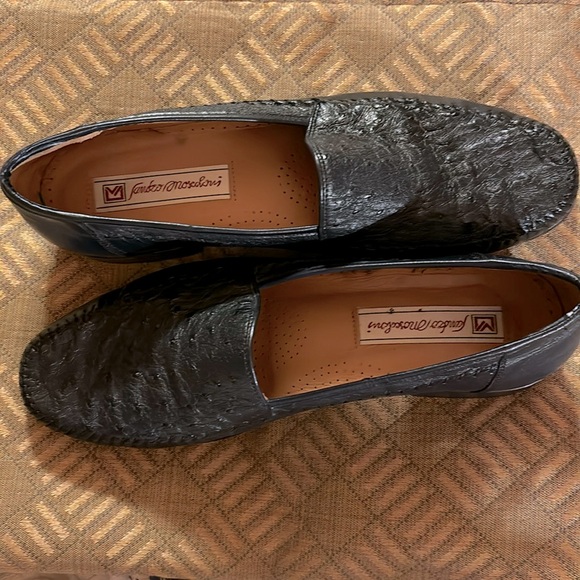 SANDRO MOSCOLNI MEN’S Genuine Alligator Designer Shoes EUC 9.5 AA Black Loafers - Picture 2 of 13